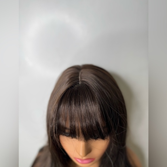 20 Inch Wig  Brown Loose Wavy Wig With Bangs | Ultra Natural Look | - Picture 5 of 12